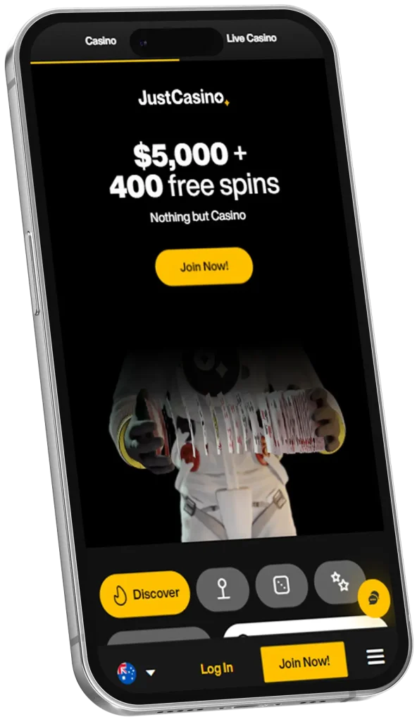 Main Page of the Casino on the Smartphone