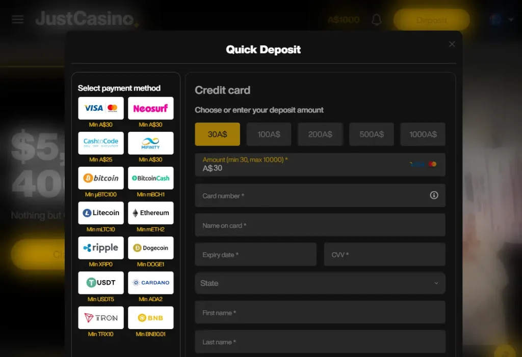 Deposit Options for Australians
