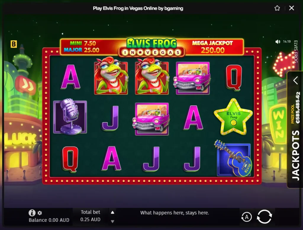 Elvis Frog in Vegas at JustCasino