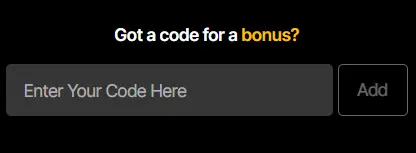 Free Spins Promo Code Field